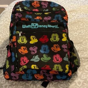 Disney Black Backpack with Multicolor Mickey Face Prints